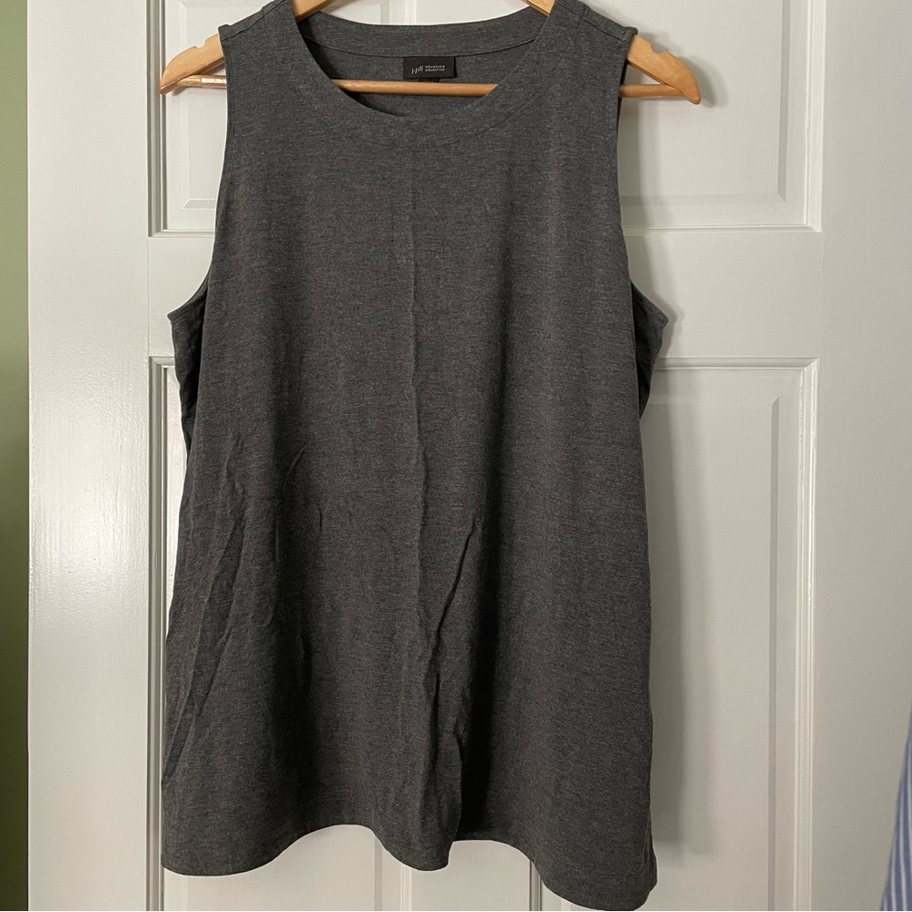 JJill women’s wearever collection grey sleeveless split hem shirt petite large